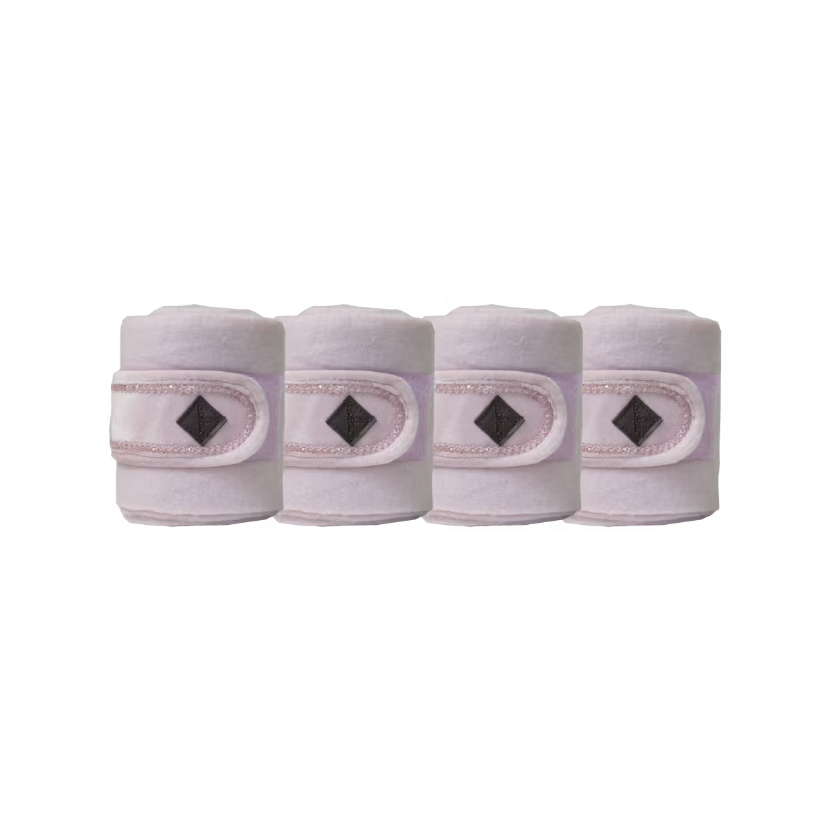four pink bandages with diamond patterns on a white background