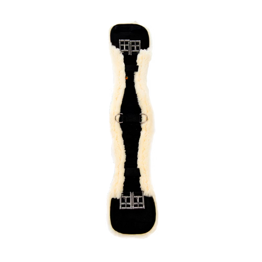 Black and white horse girth with fur on a transparent background