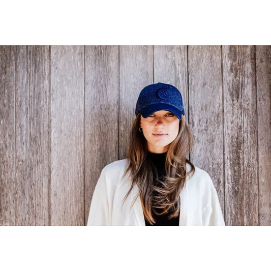 Boomerang Equestrian - Kentucky Velvet Baseball Hat Glitter Navy