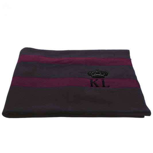 Boomerang Equestrian - Kingsland Wool Blanket Navy With Burgundy Stripe 190 cm X 200 cm