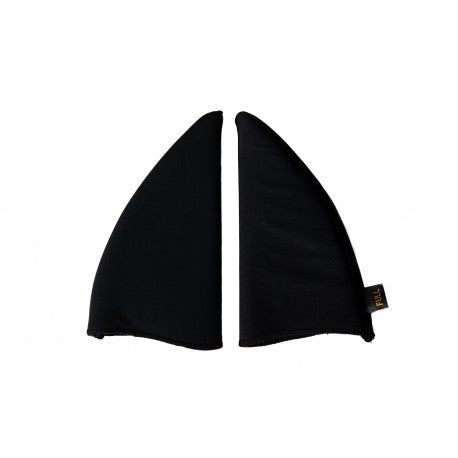 Two black inserts for a fly veil on a white background