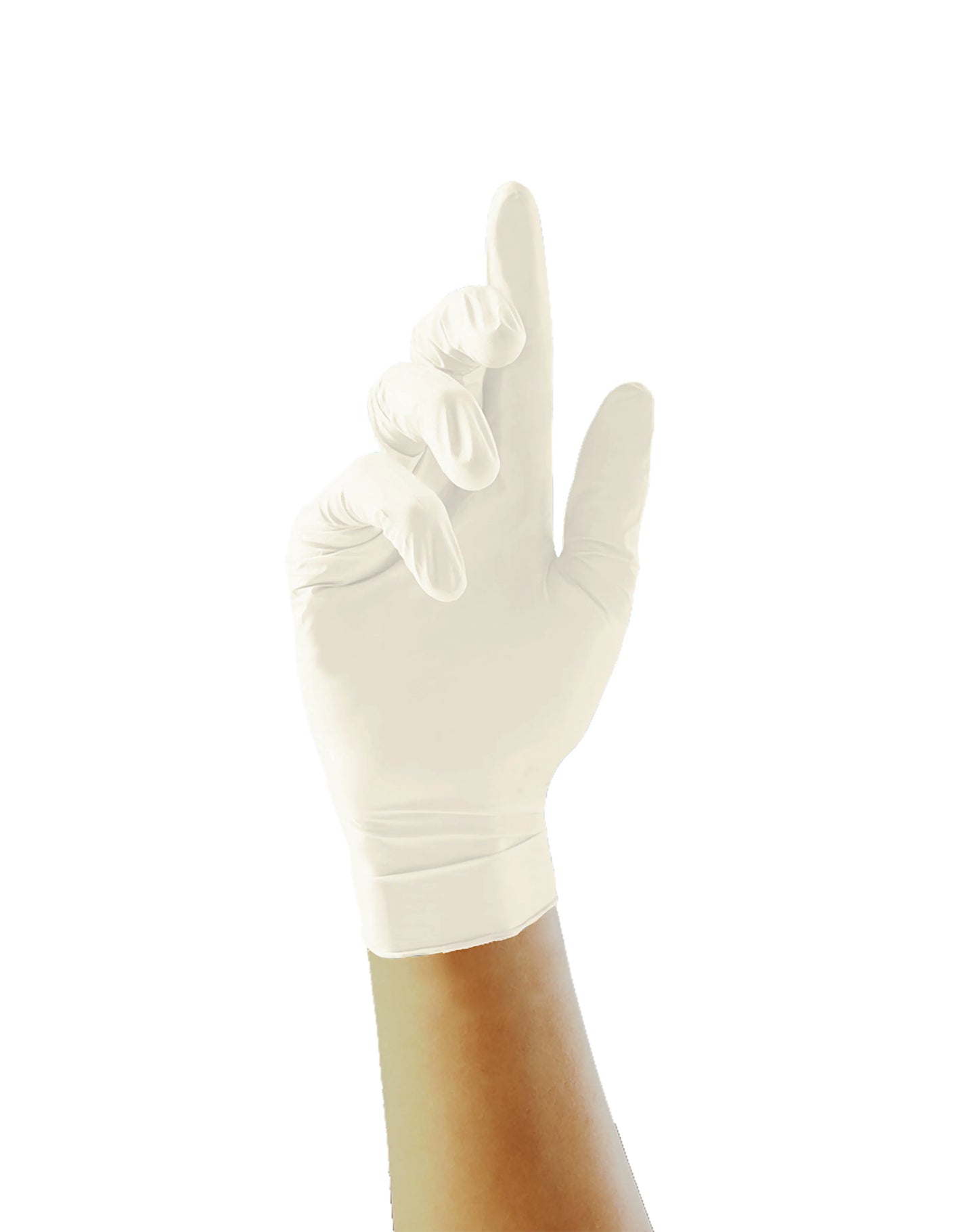 White latex glove on a white background