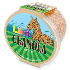 Likit Granola container with a catnip image on a green background