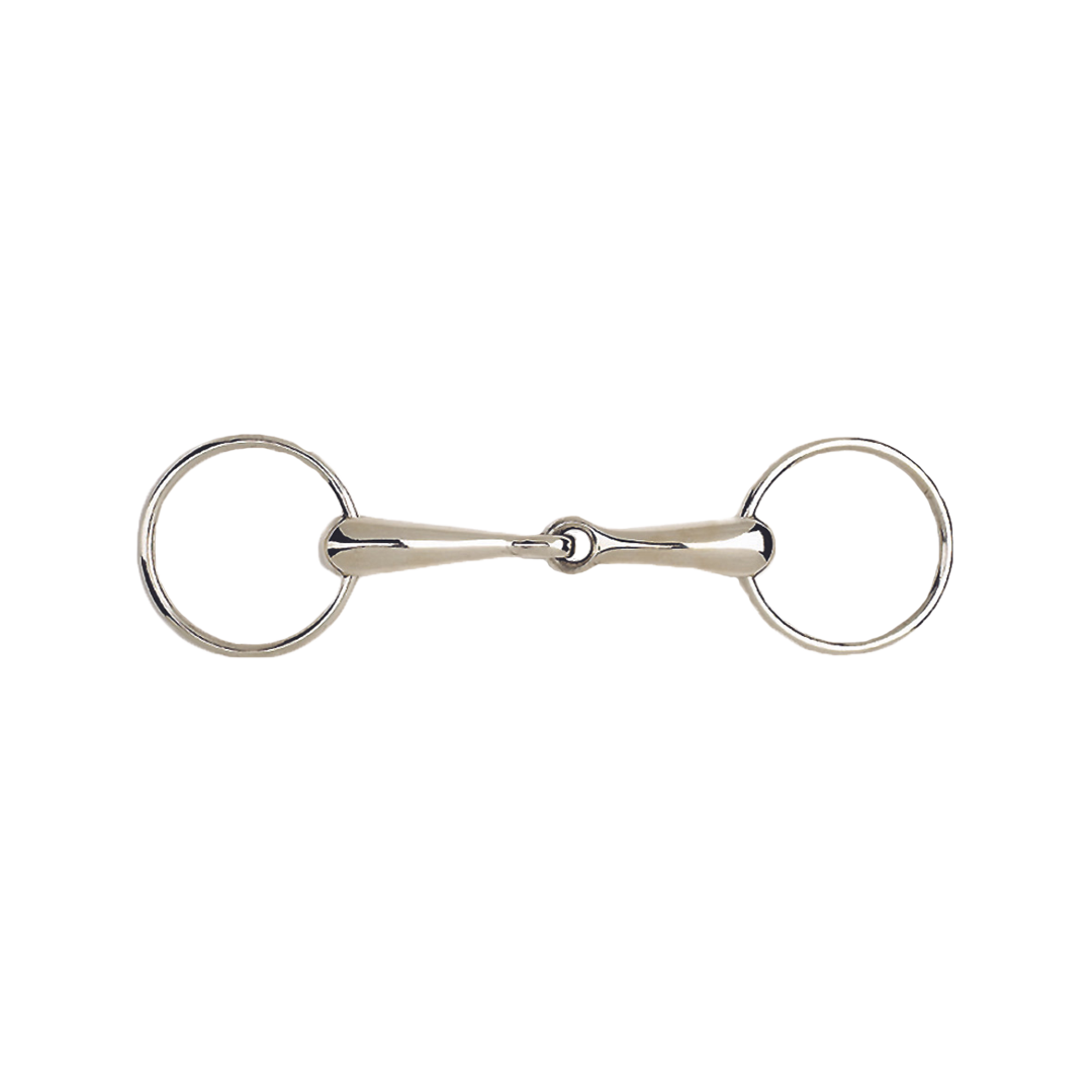 Metal horse bit on a white background