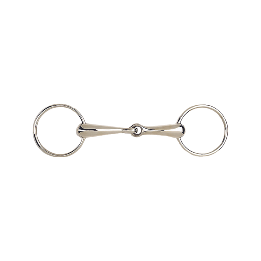 Metal horse bit on a white background