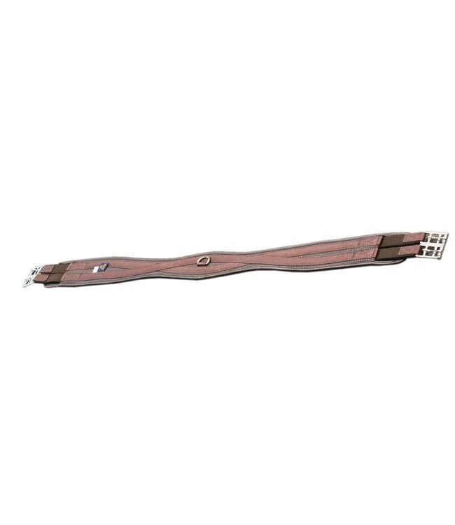 Brown equestrian girth on a white background