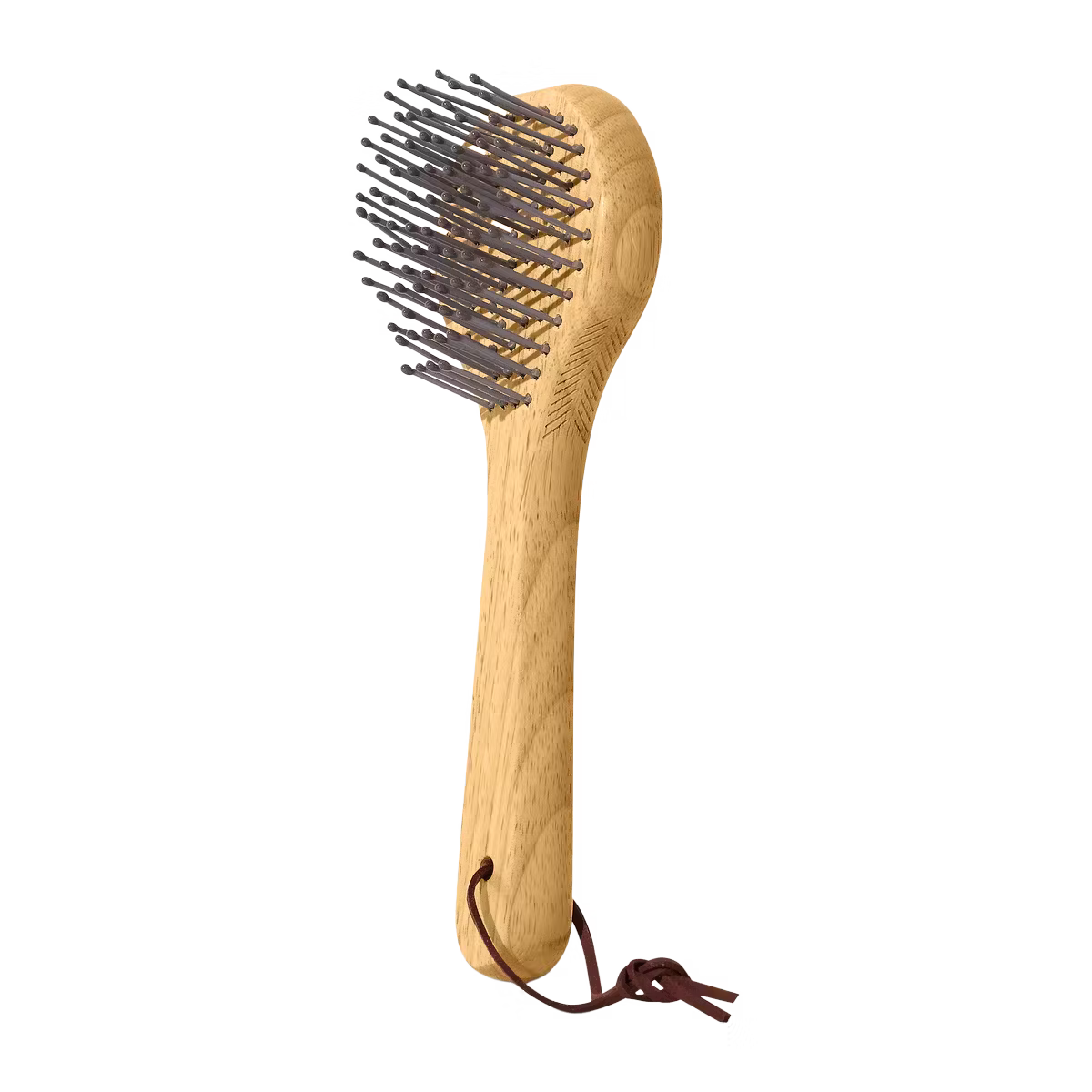 Wooden brush with metal bristles on a white background