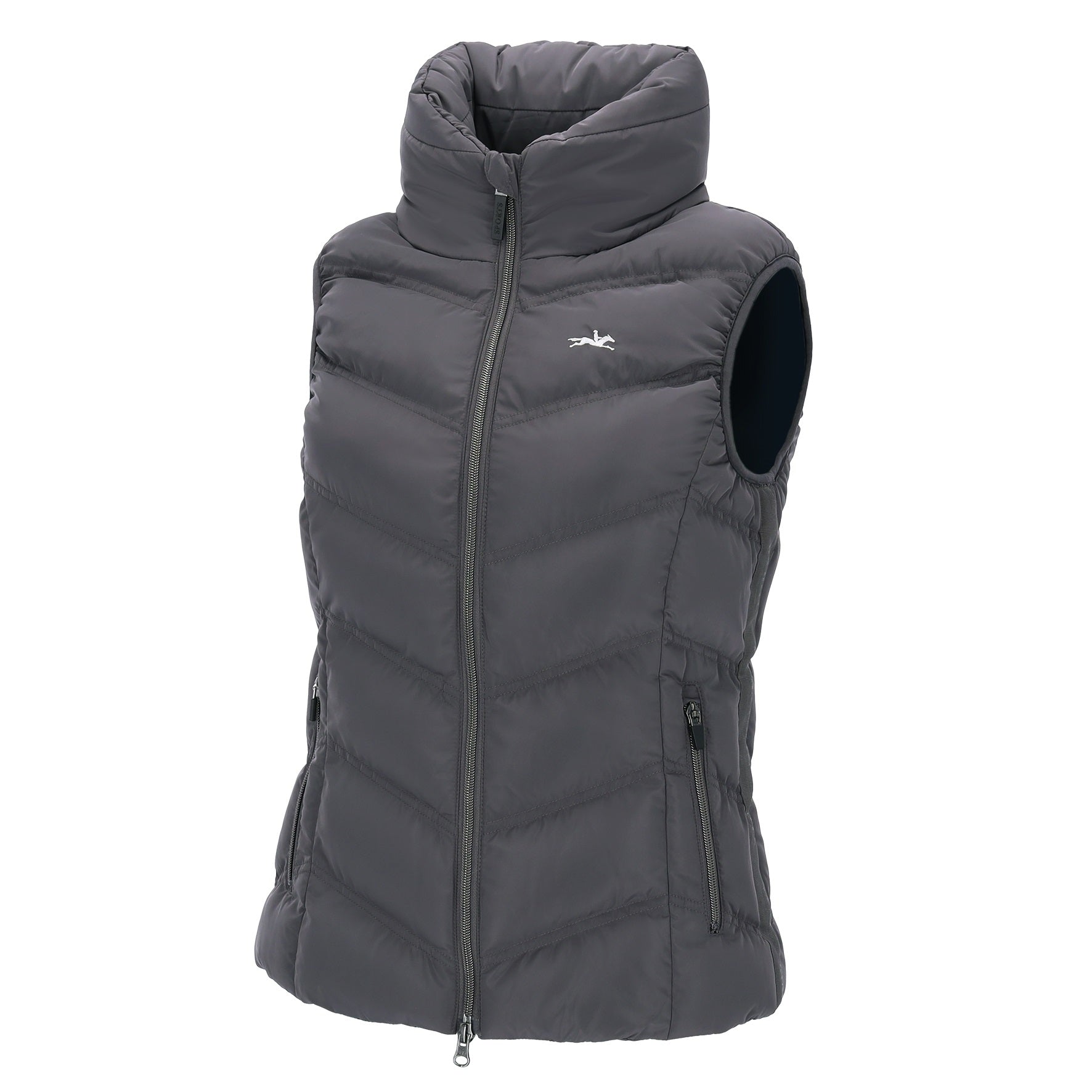 Schockemohle chocolate gilet on a plain background