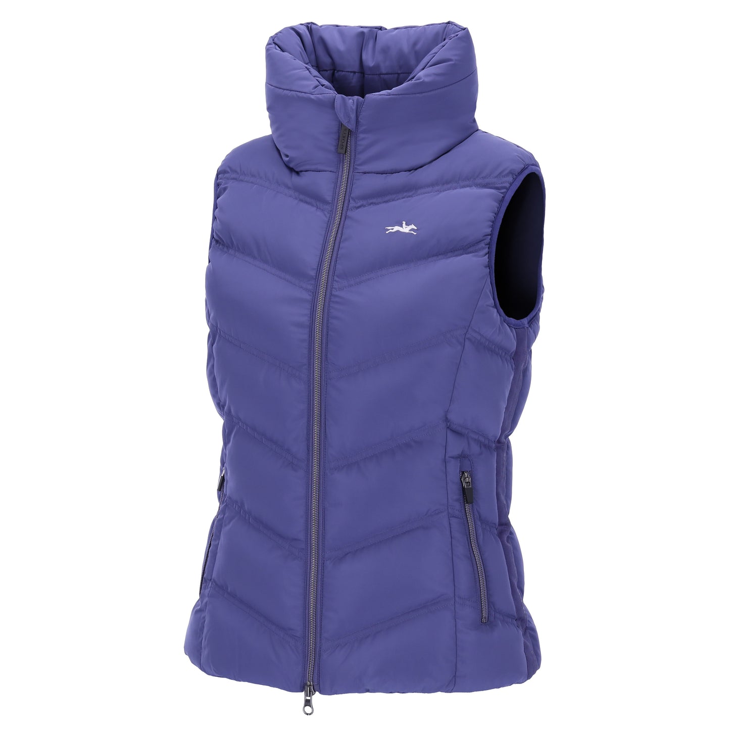 Blue gilet on a plain white background