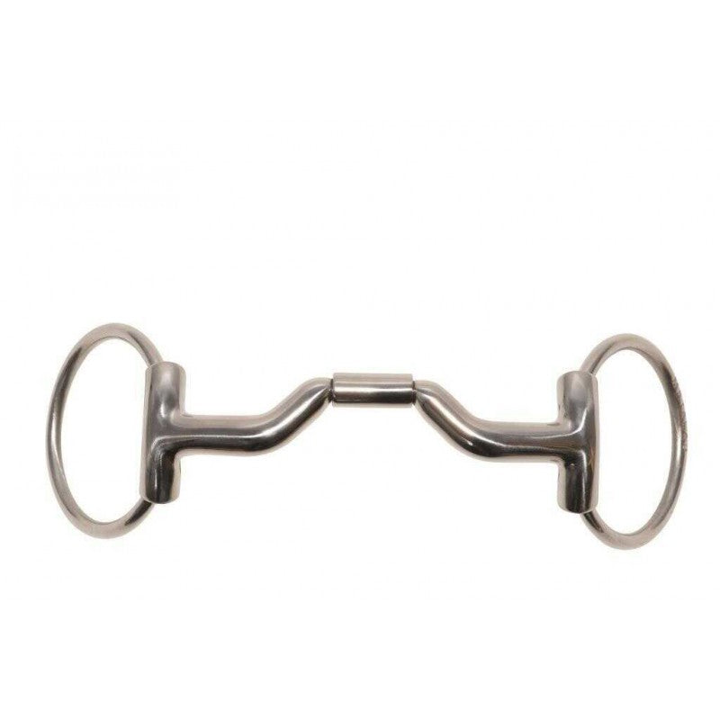 Metal horse bridle bit on a white background