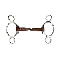  Metalab 3 Ring Gag Bit Leather Covered - 125 mm - Bit