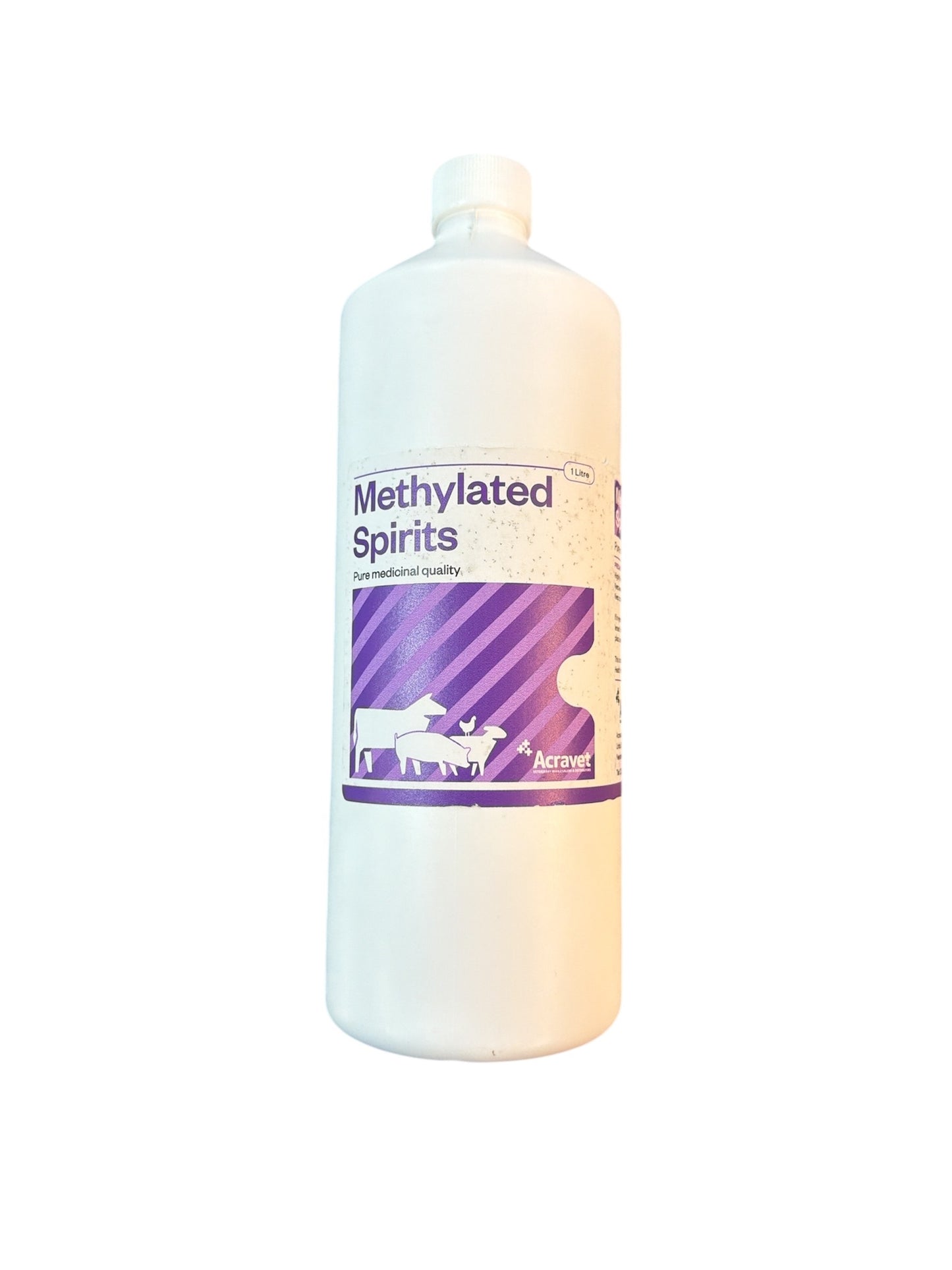 Bottle of Methylated Spirits on a white background