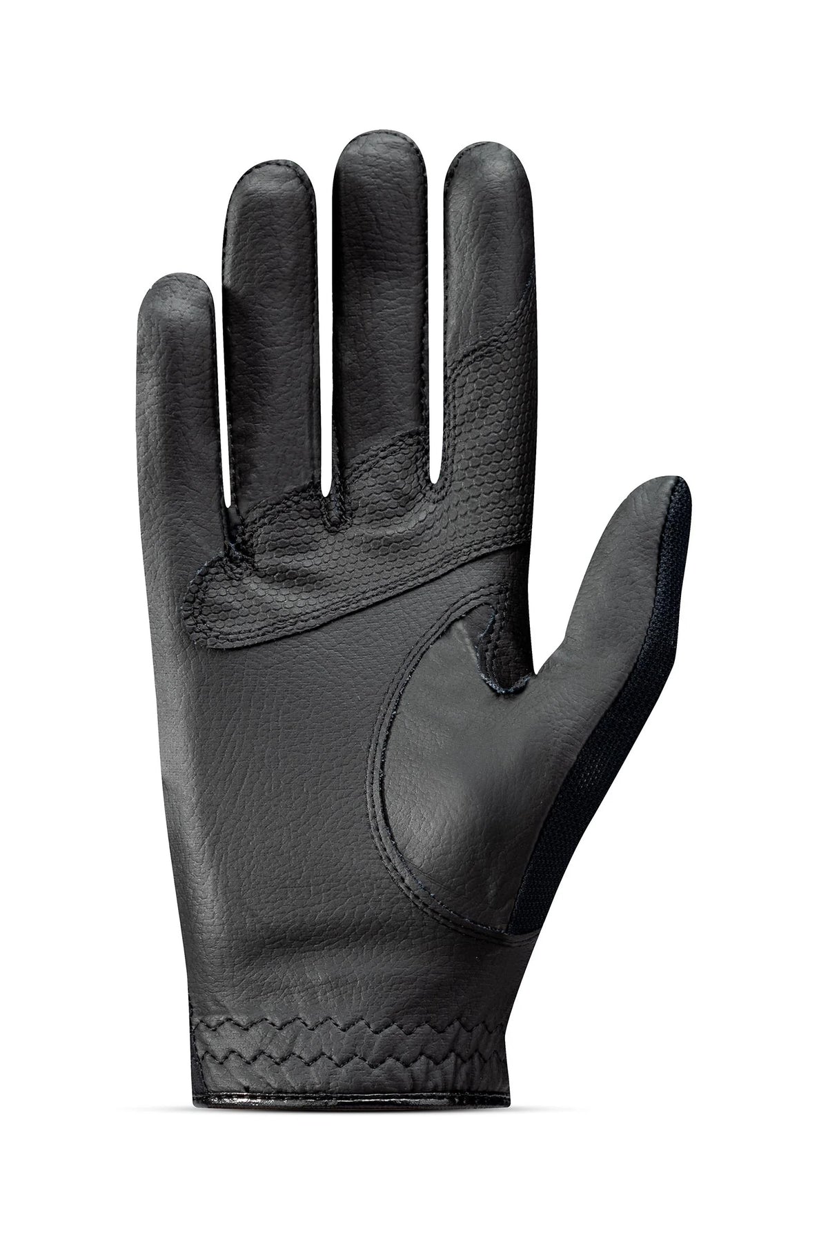 Black leather glove on a white background