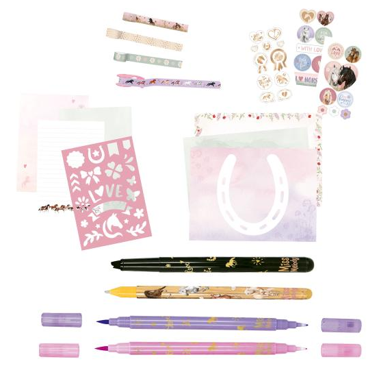 Letter writing set on a white background