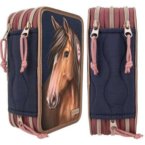 Miss Melody Triple Pencil Case Night Horses - ONESIZE - Pencil Case