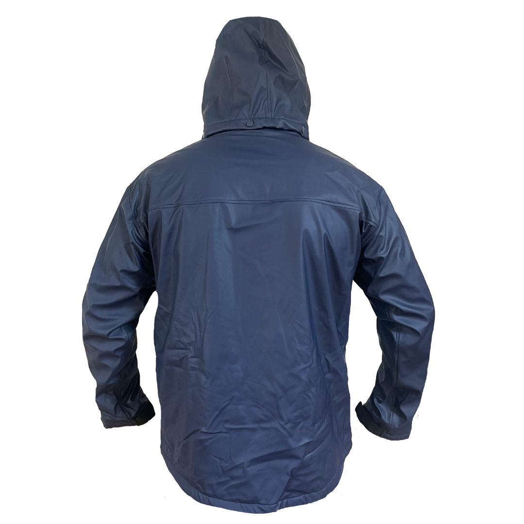 Blue raincoat on a white background