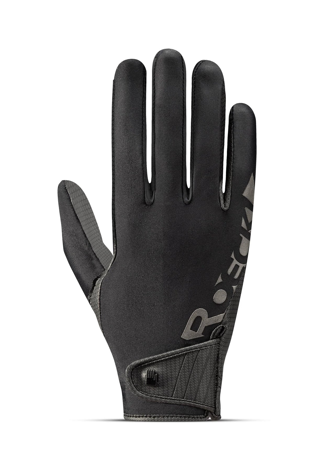 Black glove with brand logo on a white background