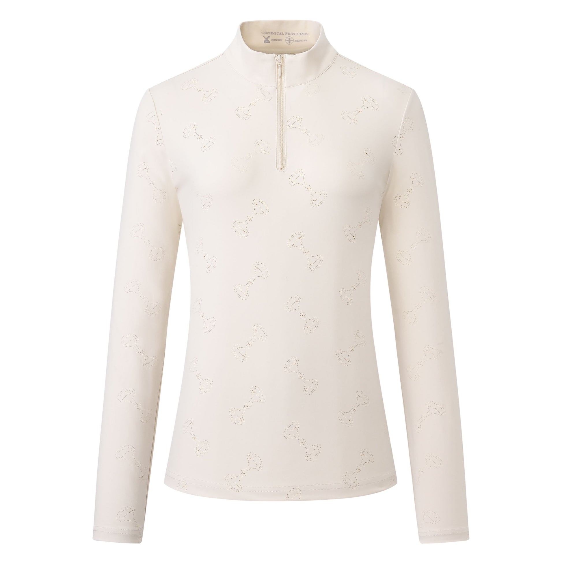 Cream baselayer with perforations on a white background