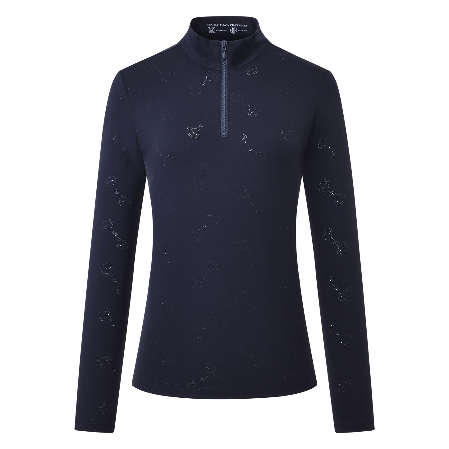 Navy baselayer with perforations on a white background