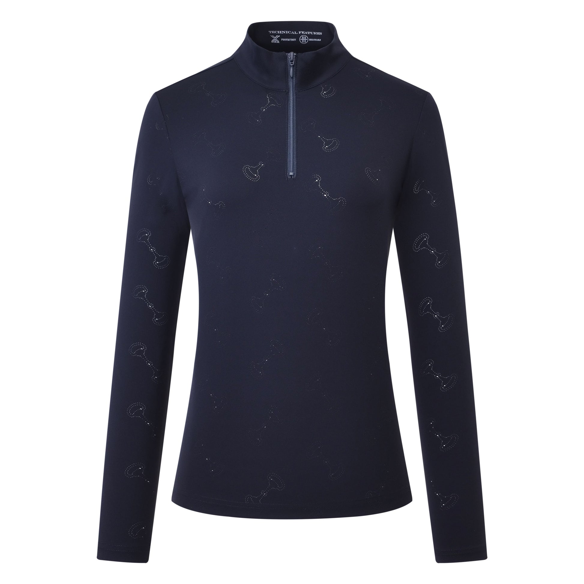 Navy baselayer with perforations on a white background