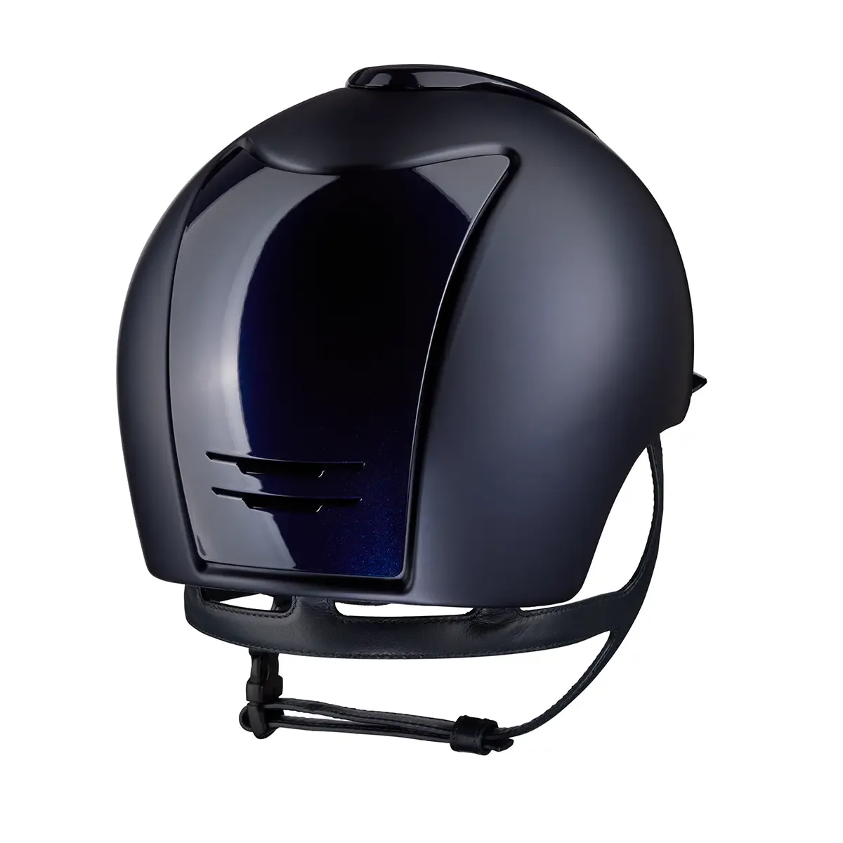 Navy helmet with a reflective surface on a white background