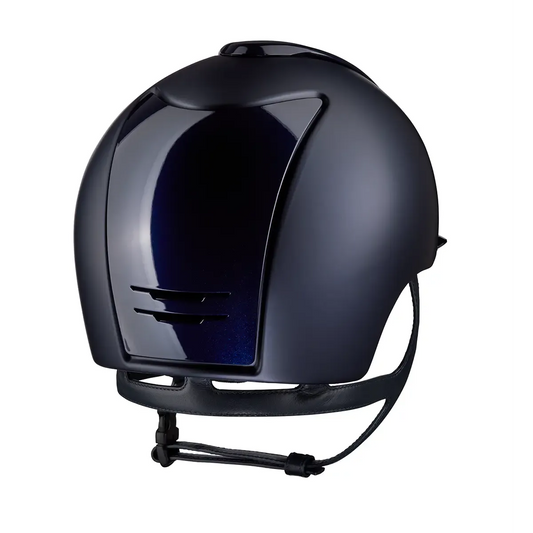 Navy helmet with a reflective surface on a white background