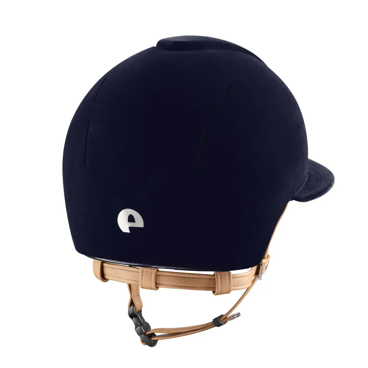 Navy helmet with a white logo on a light gray background