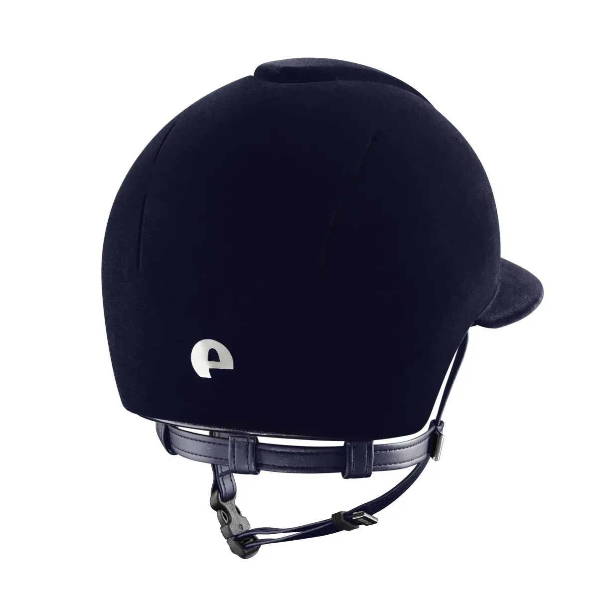 Navy riding helmet on a white background