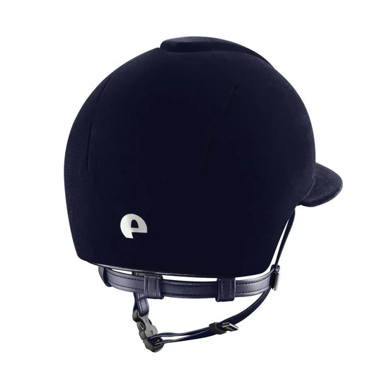 Navy riding helmet on a white background
