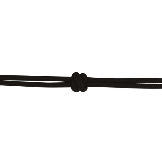 Black cord with a knot on a white background