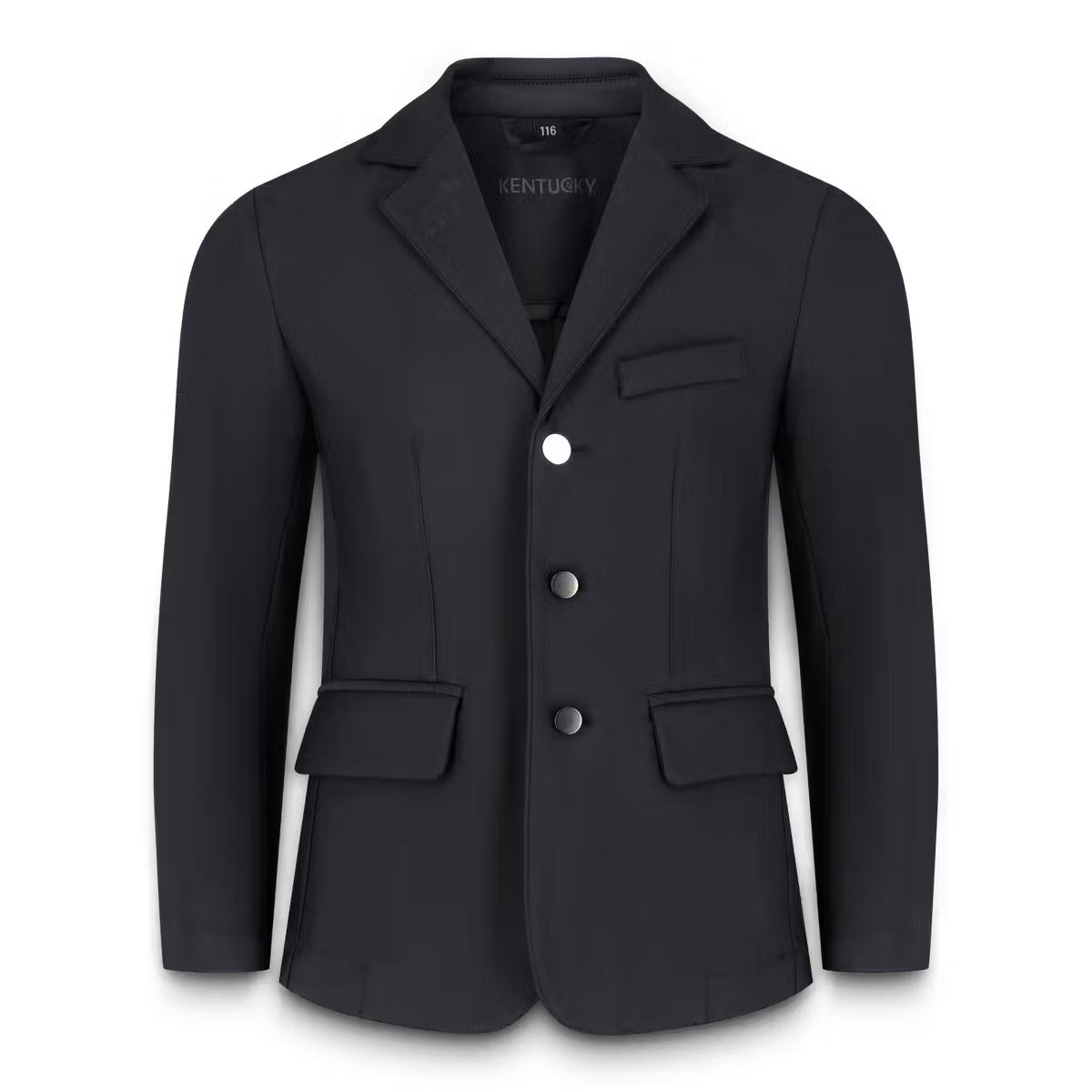 Black blazer with silver buttons on a transparent background