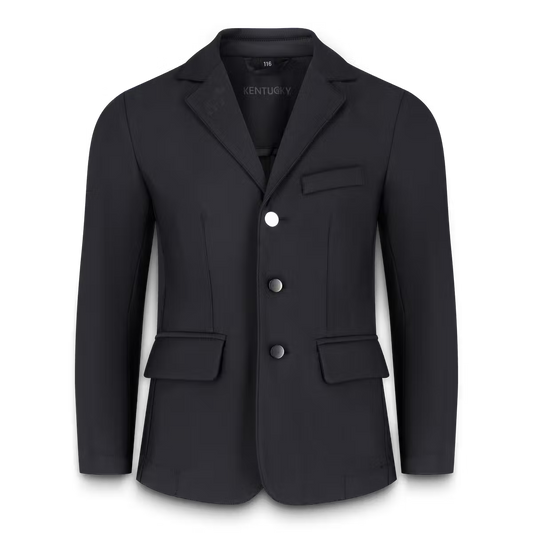 Black blazer with silver buttons on a transparent background