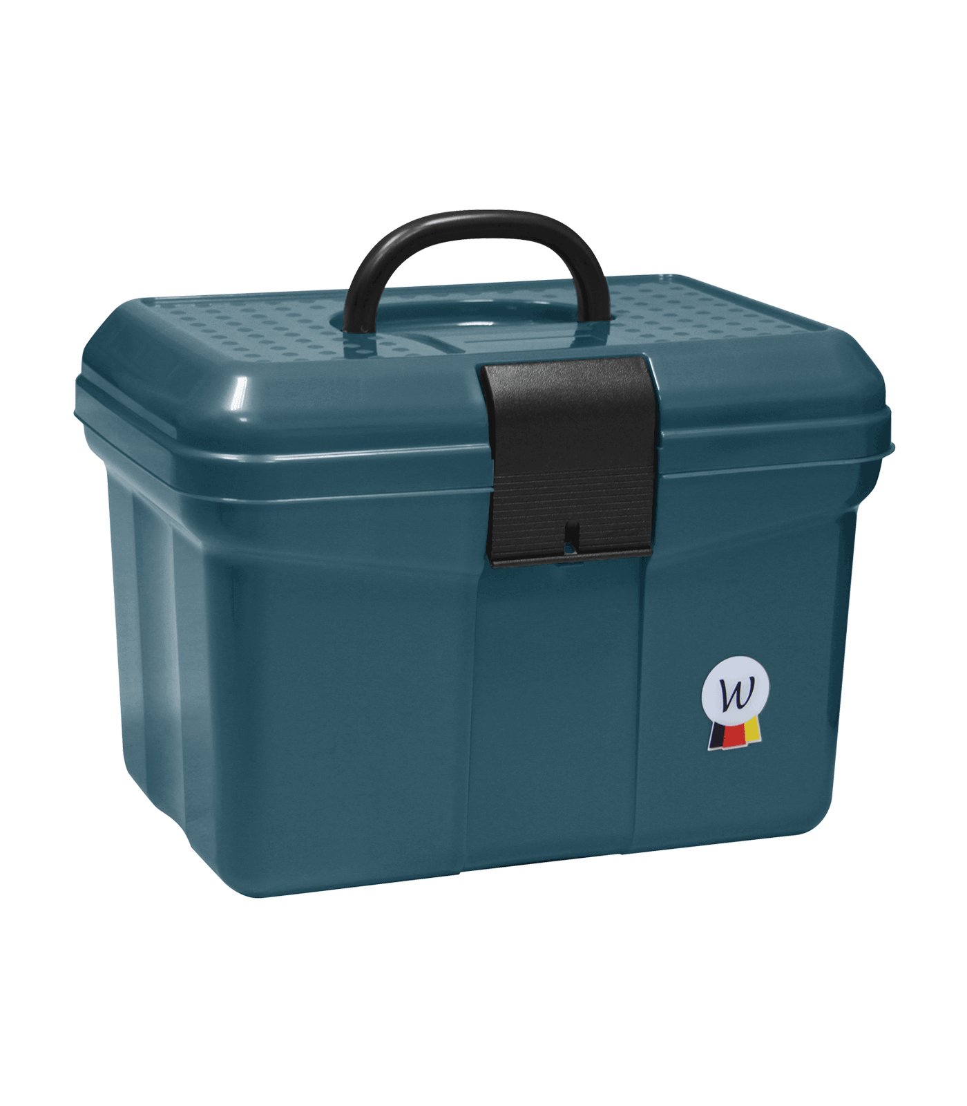 Petrol Blue Grooming Box with Waldhausen logo on a white background