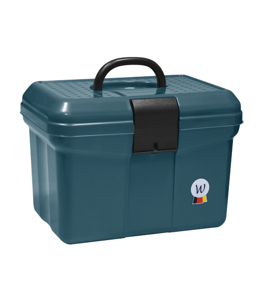 Petrol Blue Grooming Box with Waldhausen logo on a white background