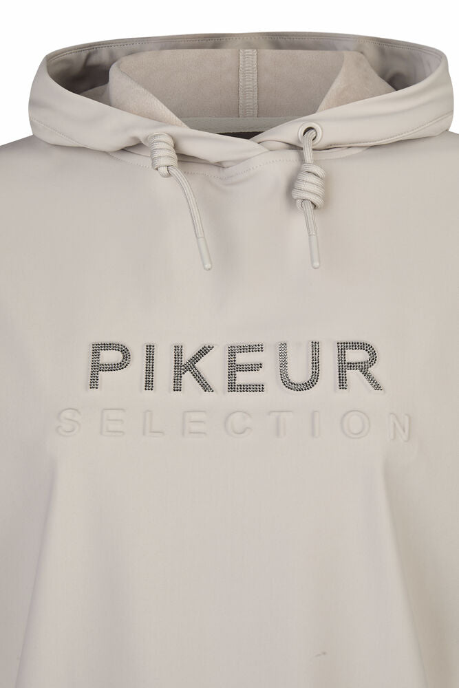 Beige hoodie with 'Pikeur Selection' text on a white background