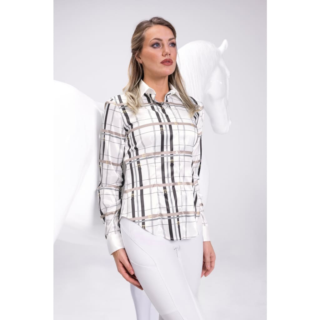 PIKEUR LADIES BLOUSE WHITE CHECK 38