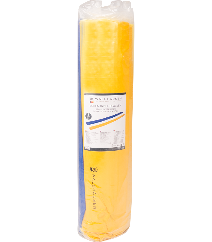 Yellow roll of foam poles in packaging with a visible brand label on a white background.