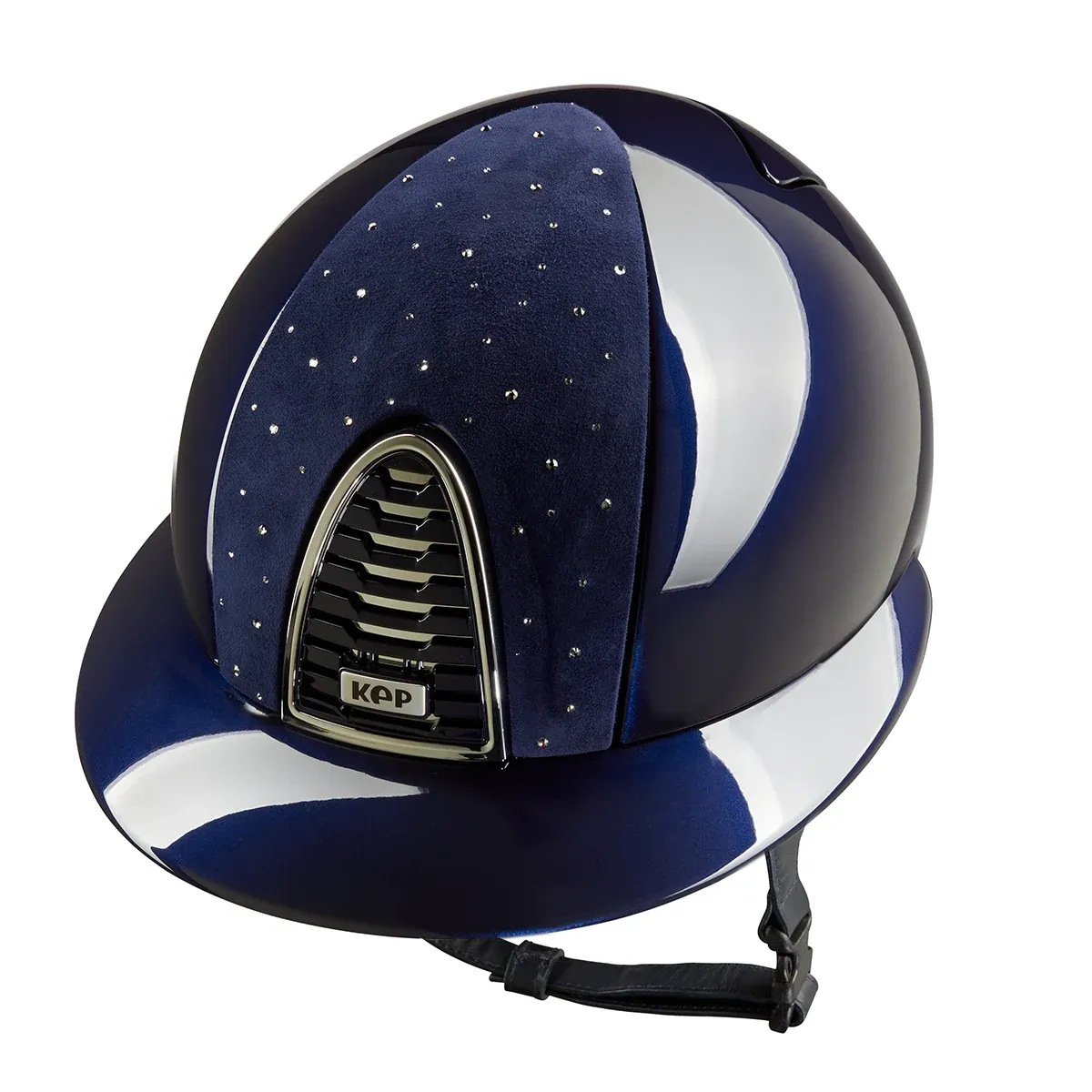 Navy helmet with crystals on a white background