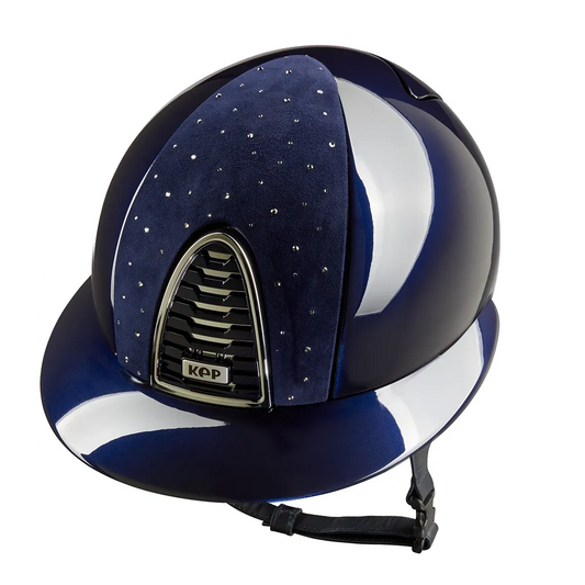 Navy helmet with crystals on a white background