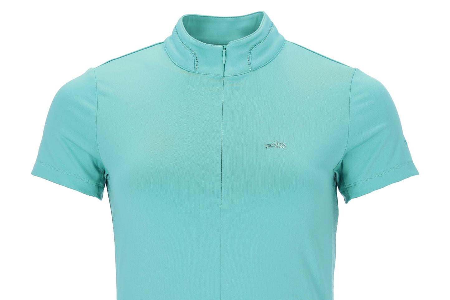 Turquoise blue training top on a white background