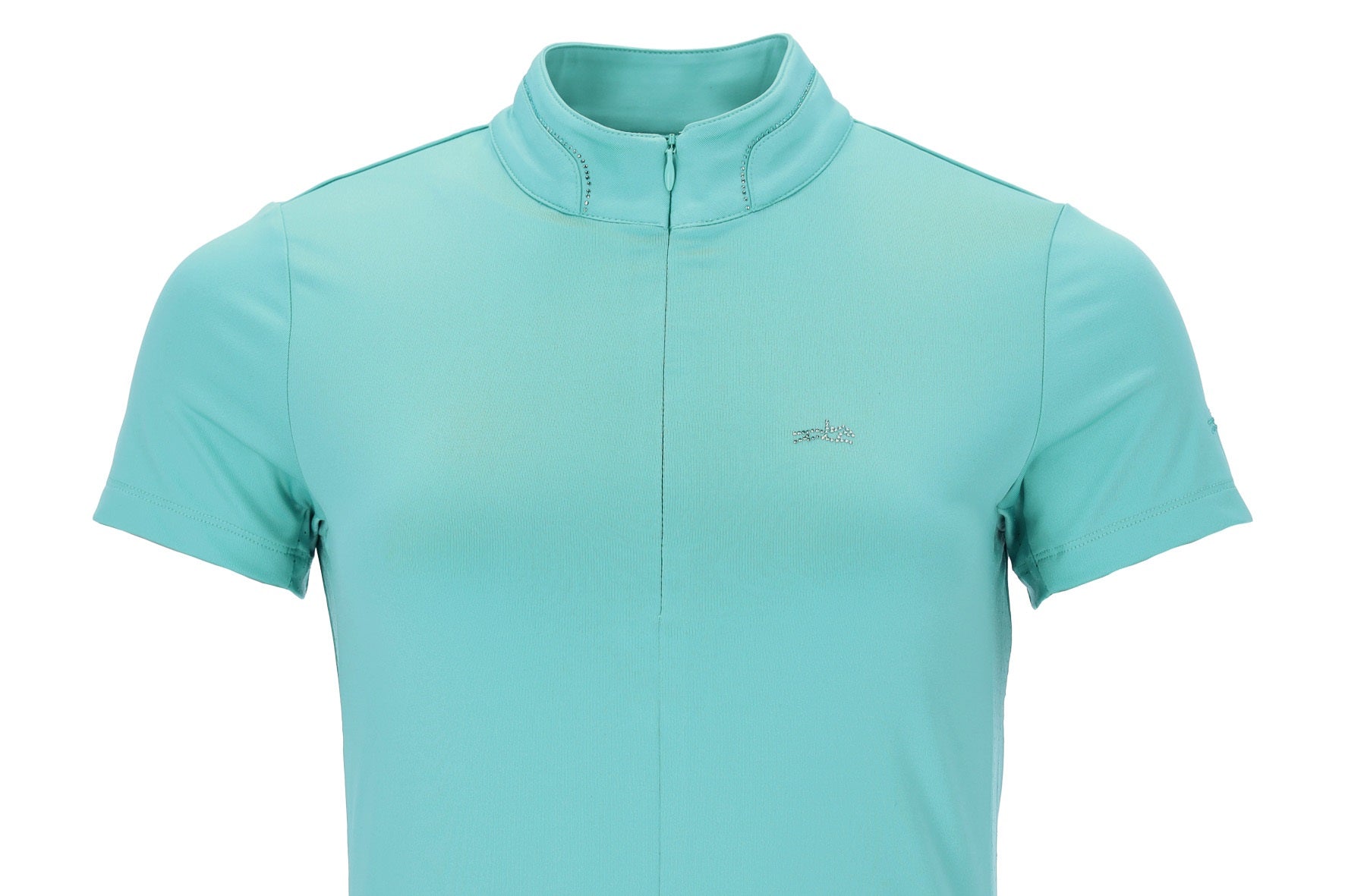 Turquoise blue training top on a white background
