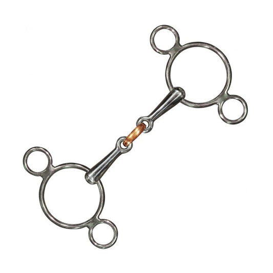 Boomerang Equestrian - Privilege Equitation 3 Ring Gag Bit With Copper Lozenge