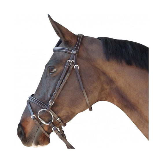 Privilege Equitation Fancy Stitched Flash Snaffle Bridle Brown - Bridle