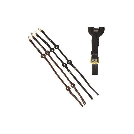 Boomerang Equestrian - Privilege Equitation Leather Side Reins With Elastic Rubber Brown