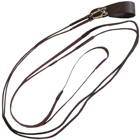 Boomerang Equestrian - Privilege Equitation Slit Draw Reins With New Rope Brown