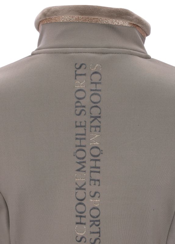 Schockemohle logo ona light brown sweat jacket on a white background