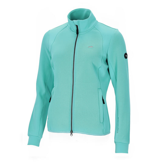 Turquoise blue sweat jacket on a white background