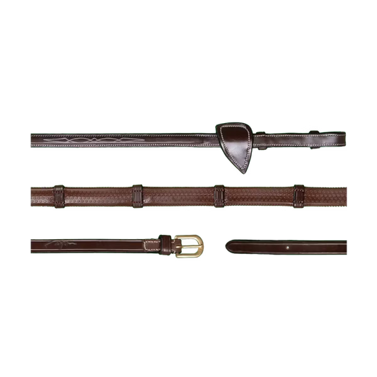 Set of green and brown leather belts with buckles on a white background