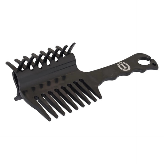 Black mane comb on a white background