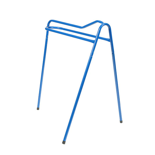Blue metal stand on a white background